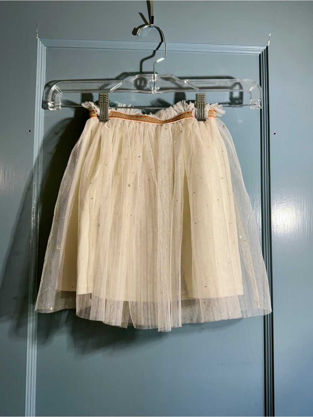 Girls' Cream Tulle Skirt with Sparkle Waistband
